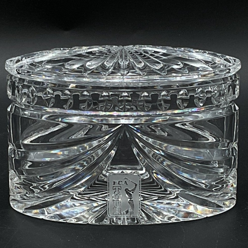 Waterford Crystal PGA Tour Logo Oval Trinket Jewelry Box with Lid and Box